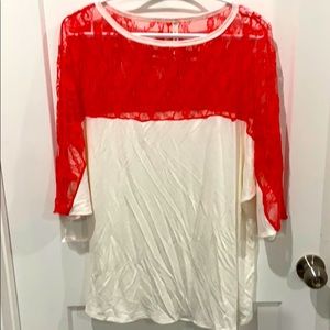 Pink lace raglan shirt